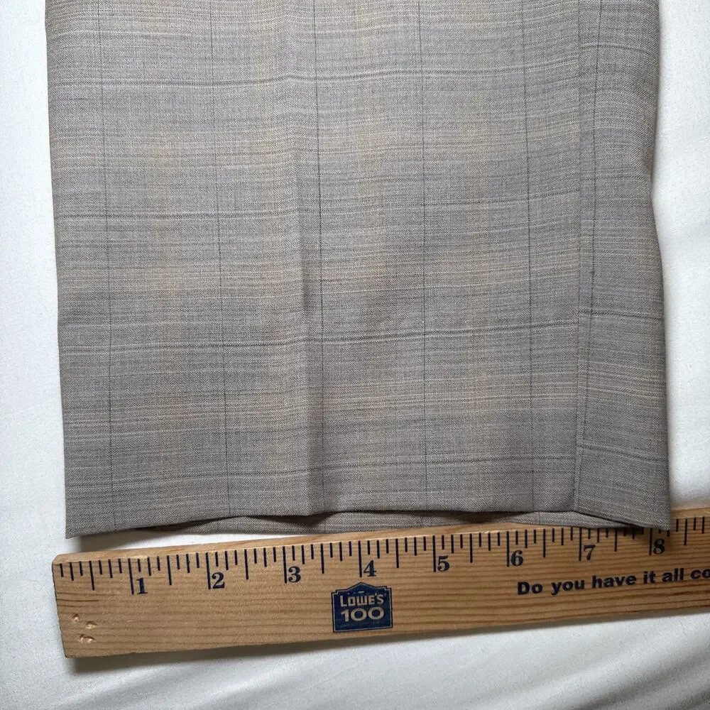 Ballin Pants Mens 36x28.5 Tan Gray Plaid Wool Dress Pants Comfort EZE Canada - Picture 13 of 16